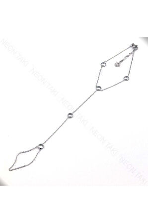 Zirkon Taşlı, Yuvarlak Model, Paslanmaz Çelik Şahmeran 7, Gümüş Renk