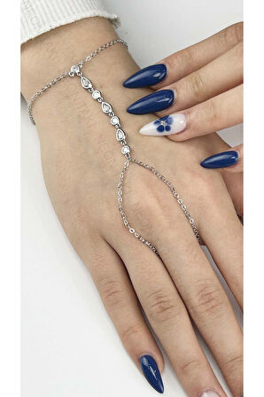 Zirkon Taşlı, Damla Model, Paslanmaz Çelik Şahmeran 8, Gümüş Renk