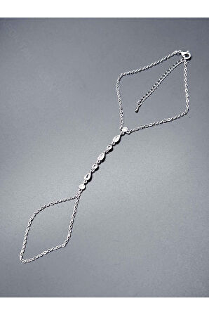 Zirkon Taşlı, Damla Model, Paslanmaz Çelik Şahmeran 8, Gümüş Renk