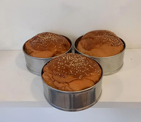Renuzu  Ponçik Ekmek & Hamburger Ekmek Kalıbı 6 Lı Genişlik 8,5cm Derinlik 3,5cm Paslanmaz Krom 304