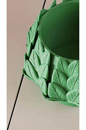 3D Baskı Yaprak Desen Saksı - 12 Cm - Farklı Renk Seçeneği