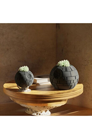Death Star Tasarım 2’li Saksı Seti – 3D Yazıcı Baskı PLA Malzeme – 10 cm