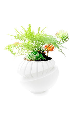 WaveForm Dalgalı Beyaz Bitki Saksısı - 3D Baskı PLA Tasarım