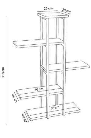 Dekoratif 5 Raflı Metal Çiçeklik, Modern Çok Katlı Saksılık, Bitki Standı, Salon Balkon Saksı Standı