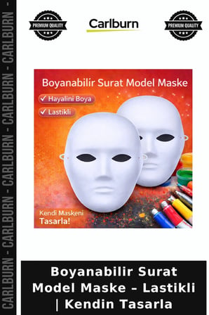 Boyanabilir Surat Model Maske – Lastikli | Kendin Tasarla Sunum Doğum Günü Dekoratif