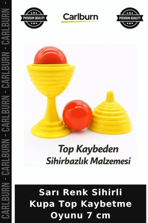 Sarı Renk Sihirli Kupa Top Kaybetme Oyunu 7 cm Aktivite Seti Eğlence Gereci Oyun Aleti