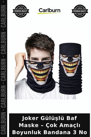 Joker Gülüşlü Baf Maske – Çok Amaçlı Boyunluk Bandana 3 No Kostüm Aksesuarı Parti Ürünü Açık Hava