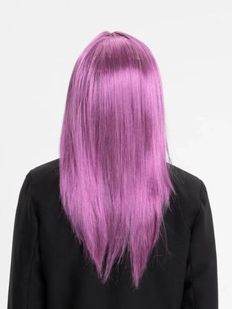 Rose Pembe Renk Düz Kesim Uzun Parti Peruğu Takma Saç Kıyafet Tamamlayıcı Renkli Peruk Aksesuar
