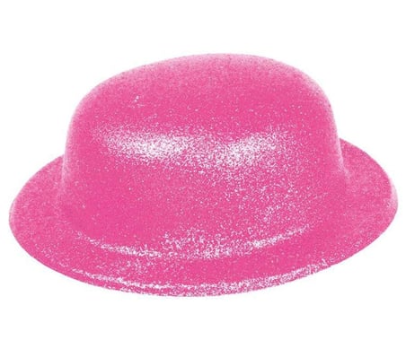 Pembe Renk Simli Melon Yuvarlak Parti Şapkası 24x26 cm Renkli Şapka Kutlama Konsepti Aktivite Ürünü