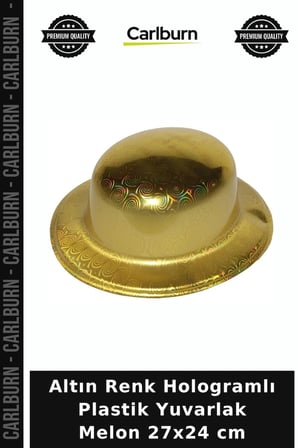 Altın Renk Hologramlı Plastik Yuvarlak Melon 27x24 cm Kutlama Detayı Etkinlik Ürünü Stil Tamamlayıcı