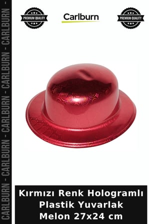 Kırmızı Renk Hologramlı Plastik Yuvarlak Melon 27x24 cm Sahne Aksesuarı Parti Eşyası Eğlence Detayı