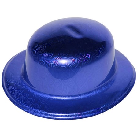 Mavi Renk Hologramlı Plastik Yuvarlak Melon 27x24 cm Etkinlik Aksesuarı Özgün Stil
