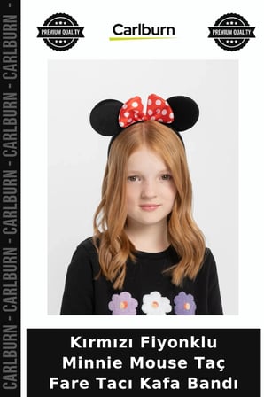 Kırmızı Fiyonklu Minnie Mouse Taç Fare Tacı Kafa Bandı Günlük Aksesuar Temalı Parti Kostüm Aksesuarı