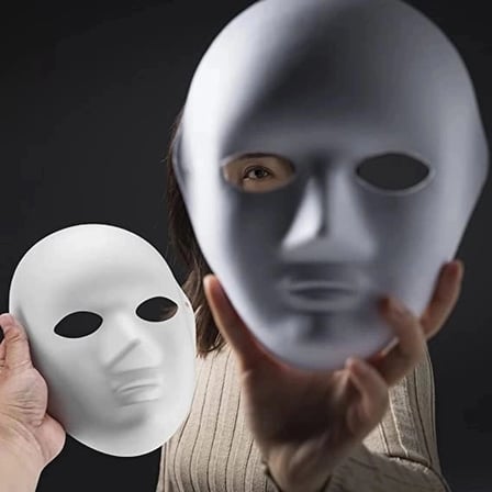 Beyaz Renk Boyanabilir Anonim Tam Yüz Cosplay Maske 24x18 cm Sunum Ürünü