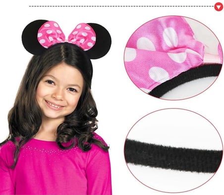 Pembe Fiyonklu Minnie Mouse Tacı Mini Kulak Hatıra Eşyası Doğum Günü Süsü Fan Ürünü