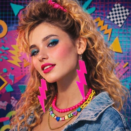 80’ler 90& 39;lar Retro Neon Pembe Şimşek Küpe 10 cm Stil Sahibi Gösterişli Takı Sahne Takısı