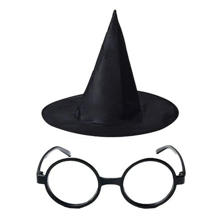 Harry Potter Büyücü Şapkası ve Harry Potter Büyücü Gözlüğü Siyah Renk Oyun Aksesuarı Fan Ürünü