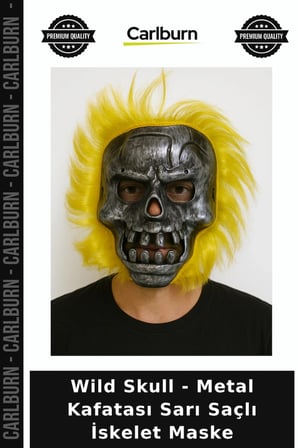 Wild Skull - Metal Kafatası Sarı Saçlı İskelet Maske Popüler Seçim Dekoratif Obje Etkinlik Gereci