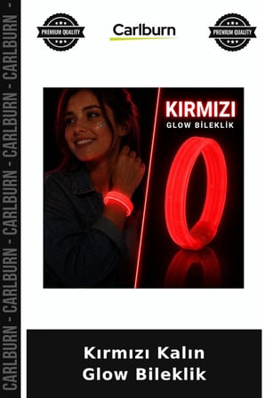Kırmızı Kalın Glow Bileklik Kutlama Detayı Renkli Eğlence Parti Detayları