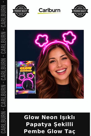 Glow Neon Işıklı Papatya Şekilli Pembe Glow Taç Parti Aksesuarı Kostüm Tacı Konser Takısı