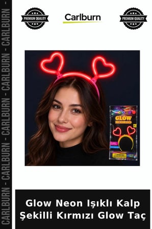 Özel Seri Glow Neon Işıklı Kalp Şekilli Kırmızı Glow Taç Gece Aksesuarı Özel Gün Sahne Takısı