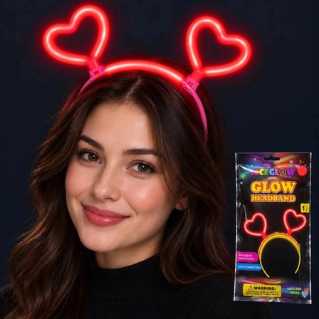 Özel Seri Glow Neon Işıklı Kalp Şekilli Kırmızı Glow Taç Gece Aksesuarı Özel Gün Sahne Takısı