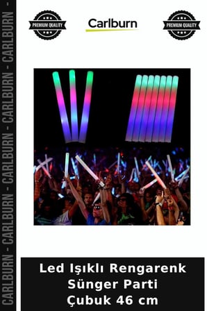 Led Işıklı Rengarenk Sünger Parti Çubuk 46 cm Festival Aksesuarı Kutlama Ürünü