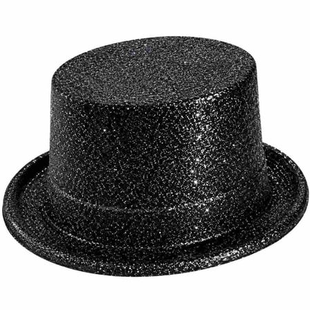 Siyah Simli Glitter Silindir Parti Şapkası Gece Aksesuarı Etkinlik Ürünü Kostüm Parçası