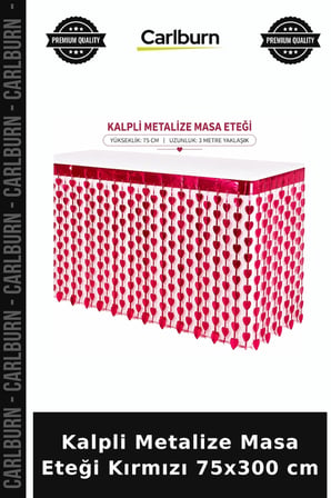 Kalpli Metalize Masa Eteği Kırmızı 75x300 cm Etkinlik Dekoru Anı Köşesi İkramlık Süsü
