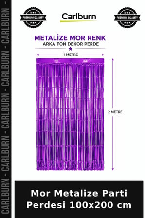 Mor Metalize Parti Perdesi 100x200 cm Dekoratif Fon Mekan Dekoru Süsleme Ürünü
