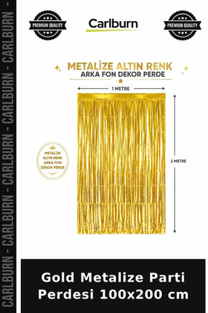 Gold Metalize Parti Perdesi 100x200 cm Duvar Dekoru Organizasyon Malzemesi
