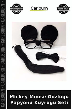 Mickey Mouse Gözlüğü Papyonu Kuyruğu Seti Maskeli Balo Eğlence Ürünü Çocuk Aksesuarı