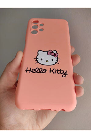 Samsung Galaxy A13 Uyumlu Hello Kitty Tasarım Kamera Korumalı Telefon Boyun Askılı Set Kılıf