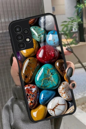 Samsung Galaxy A13 Uyumlu Renkli Taş Tasarımlı Parlak Silikon Kılıf