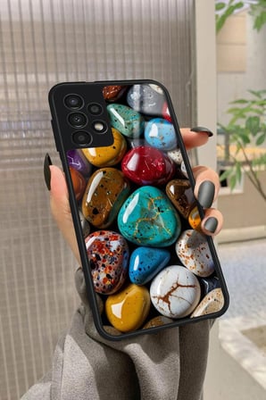 Samsung Galaxy A13 Uyumlu Renkli Taş Tasarımlı Parlak Silikon Kılıf