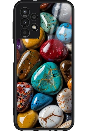 Samsung Galaxy A13 Uyumlu Renkli Taş Tasarımlı Parlak Silikon Kılıf