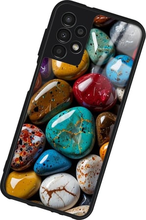 Samsung Galaxy A13 Uyumlu Renkli Taş Tasarımlı Parlak Silikon Kılıf