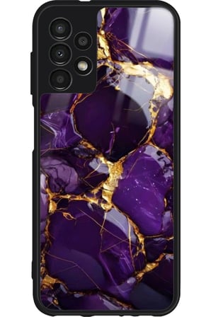 Samsung Galaxy A13 Uyumlu Mor Mermer Tasarımlı Parlak Silikon Kılıf