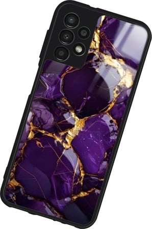 Samsung Galaxy A13 Uyumlu Mor Mermer Tasarımlı Parlak Silikon Kılıf