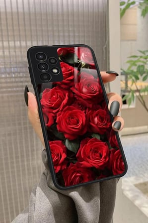 Samsung Galaxy A13 Uyumlu Gül Tasarımlı Parlak Silikon Kılıf