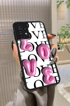 Samsung Galaxy A13 Uyumlu Love Yazılı Parlak Silikon Kılıf
