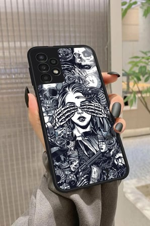 Samsung Galaxy A13 Uyumlu Kurukafa Posteri Tasarımlı Parlak Silikon Kılıf