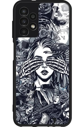 Samsung Galaxy A13 Uyumlu Kurukafa Posteri Tasarımlı Parlak Silikon Kılıf