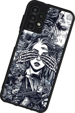 Samsung Galaxy A13 Uyumlu Kurukafa Posteri Tasarımlı Parlak Silikon Kılıf