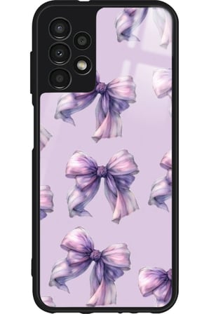Samsung Galaxy A13 Uyumlu Mor Kurdele Tasarımlı Parlak Silikon Kılıf