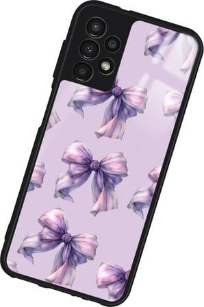 Samsung Galaxy A13 Uyumlu Mor Kurdele Tasarımlı Parlak Silikon Kılıf