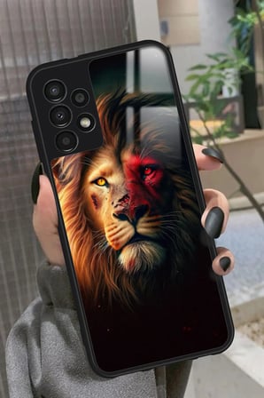 Samsung Galaxy A13 Uyumlu Aslan Tasarımlı Parlak Silikon Kılıf