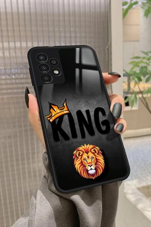 Samsung Galaxy A13 Uyumlu Aslan - King Tasarımlı Parlak Silikon Kılıf