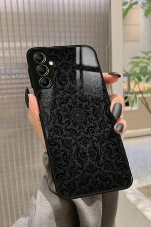 Samsung Galaxy A14 Uyumlu Siyah Karışık Tasarımlı Parlak Silikon Kılıf