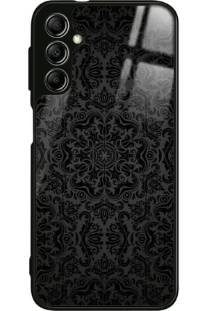 Samsung Galaxy A14 Uyumlu Siyah Karışık Tasarımlı Parlak Silikon Kılıf